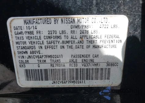 2015 Infiniti Q40 из США, поврежденный, VIN JN1CV6AP7FM502411